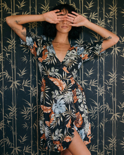 0 My Babylon Wrap Dress Black UBJWD00154 Billabong