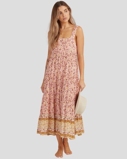 2 Shine On Eco Midi Dress Pink UBJWD00169 Billabong