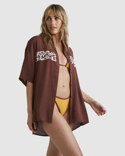 4 Since 73 Tiki Babe - Short Sleeve Shirt for Women Brown UBJWT00190 Billabong