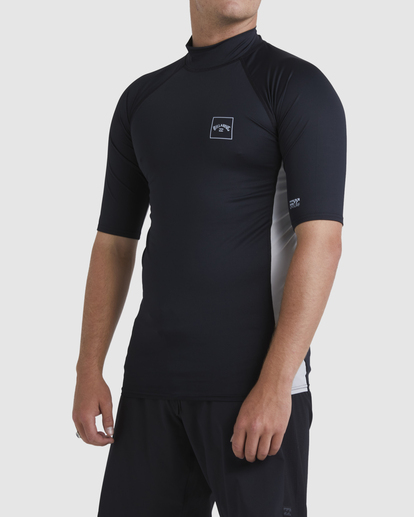 1 Airlite Stacked Rash Vest Black UBYWR00131 Billabong