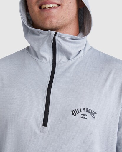 3 Shoreline 1/4 Zip Hooded Rash Vest Grey UBYWR03003 Billabong