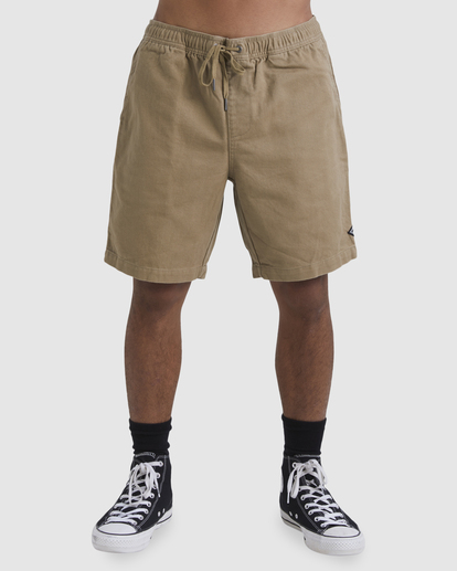 0 Beach Days Layback Twill Elastic Waist Walkshorts 18.5" Brown UBYWS00112 Billabong