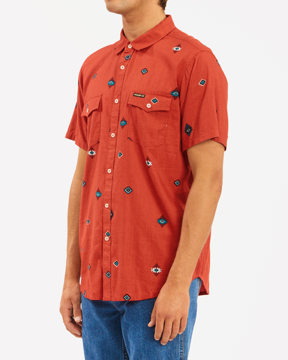 3 Wrangler Distant Land - Short Sleeve Shirt for Men Red Z1SH30BIF1 Billabong