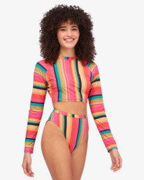 4 Burnin' Up - Rash Vest con taglio corto da Donna Brown A3GY04BIW0 Billabong