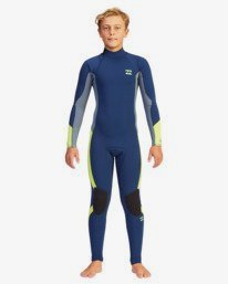 1 Boy's 3/2 Absolute Back Zip Full Wetsuit Blue ABBW100109 Billabong