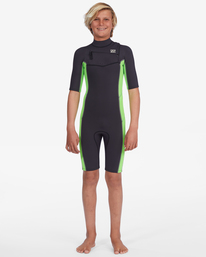 1 2/2mm Absolute - Muta Estiva a Maniche Corte con Zip sul Petto da Ragazzo 8-16 Green ABBW500106 Billabong