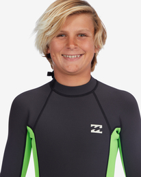 4 Boy's 2/2mm Absolute Short Sleeve Back Zip Springsuit Green ABBW500109 Billabong