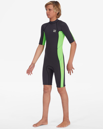 billabong, Boy's 2/2mm Absolute Short Sleeve Back Zip Springsuit, NEON GREEN (ngn) 2/2mm Absolute - Short Sleeve Back Zip Springsuit for Boys 8-16 ABBW500109