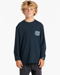 billabong, Crayon Wave Long Sleeve UPF 50 Surf T-Shirt, NAVY (nvy) CRAYON WAVE BOYS LF LS ABBWR03003
