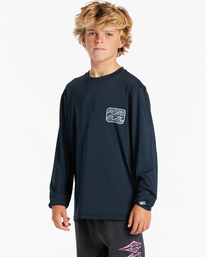 1 Boy's Crayon Wave Long Sleeve UPF 50 Surf T-Shirt Blue ABBWR03003 Billabong