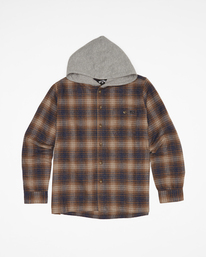 billabong, Boy's Baja Hooded Flannel Shirt, MIDNIGHT (mid) BAJA FLANNEL ABBWT00123