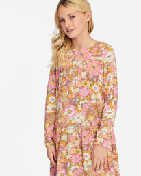 3 Girls' In The Wild Long Sleeve Mini Dress Brown ABGKD00142 Billabong