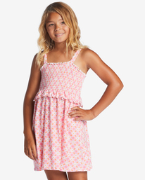 billabong, Girl's Summer Play Babydoll Dress, PINK TRAILS (mgr0) Summer Play - Babydoll Dress for Girls 4-12 ABGKD00147