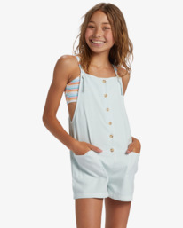 billabong, Wave Watch Combinaison pour Fille 8-14, LIGHT CHAMBRAY (bfw0) Wave Watch - Dungaree Shorts for Girls 4-16 ABGNS00119