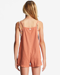billabong, Wave Watch Jr Romper, BRICK (brk) Wave Watch - Dungaree Shorts for Girls 4-16 ABGNS00119