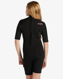 2 Girls 6-14 2/2 Synergy Back Zip Short Sleeve Springsuit Black ABGW500101 Billabong