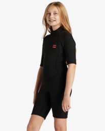 3 Girls 6-14 2/2 Synergy Back Zip Short Sleeve Springsuit Black ABGW500101 Billabong