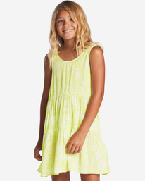 billabong, Girl's Breezy Day Babydoll Dress, LIGHT LIME (gdp0) Breezy Day - Babydoll Dress for Girls 4-12 ABGWD00130