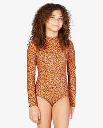 billabong, Girls' Wildflower Long Sleeve Swimsuit, DESERT CLAY (clv0) WILDFLOWER BODYSUIT ABGWR00151