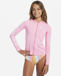 0 Girl's 4-16 Core Surf Daze UPF 50 Long Sleeve Zip-Up Rashguard Pink ABGWR00164 Billabong