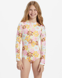Flower Power - Long Sleeve One-Piece Rash Vest for Girls 4-16  ABGWR03016