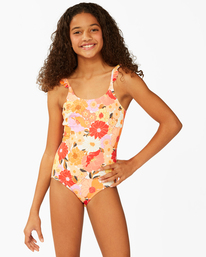 0 Girls' So Groovy One Piece Swim Grey ABGX100118 Billabong