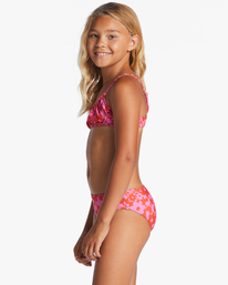 3 Girl's Love Letter Shirred Two Piece Tank Bikini Set Red ABGX200300 Billabong