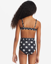 4 Girl's Flowers In The Sky Banded Tri Bikini Set Black ABGX200330 Billabong