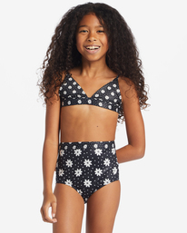 2 Girl's Flowers In The Sky Banded Tri Bikini Set Black ABGX200330 Billabong