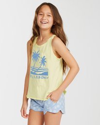 1 Girls' Blue Skies Short n' Sweet Tank Top Green ABGZT00216 Billabong