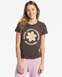 0 Girl's Peace Flower T-Shirt Black ABGZT00434 Billabong