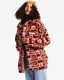 4 Fairbanks - Button Up Fleece Jacket for Women Red ABJFT00187 Billabong