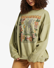 3 Ride In Oversized Crewneck Sweatshirt Green ABJFT00281 Billabong