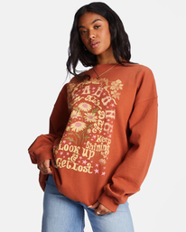 0 Ride In Oversized Crewneck Sweatshirt Brown ABJFT00281 Billabong