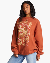 1 Ride In Oversized Crewneck Sweatshirt Brown ABJFT00281 Billabong