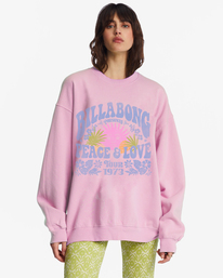 billabong, Ride In Oversized Crewneck Sweatshirt, WASHED PINK (mcz0) Ride In - Sweatshirt for Women ABJFT00281
