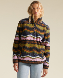 billabong, A/Div Boundary Mock 3 Half-Zip Pullover Sweatshirt, BLACK MULTI (bml) A/Div Boundary - Half Zip Fleece for Women ABJFT00287