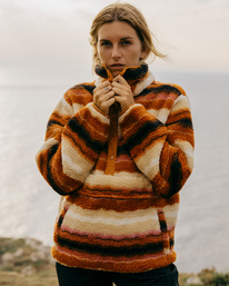 billabong, A/Div Switchback Pullover Mock Neck Sweatshirt, BONE (bon) Switchback - Mock Neck Fleece for Women ABJFT00291