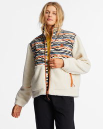 billabong, A/Div Hidden Trails Zip-Up Jacket, WHITE CAP (wcp) A/Div Hidden Trails - Zip Up Fleece for Women ABJFT00294