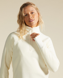 3 A/Div On The Slopes Half-Zip Mock Neck Fleece Pullover White ABJFT00298 Billabong
