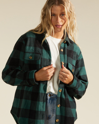 3 A/Div Forge Fleece Flannel Shacket Green ABJFT00300 Billabong