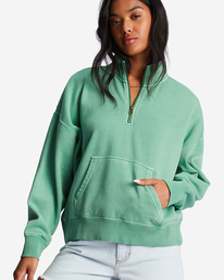 3 Lazy Mornings Half-Zip Pullover Sweatshirt Green ABJFT00341 Billabong
