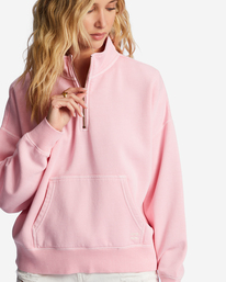 3 Lazy Mornings Half-Zip Pullover Sweatshirt Pink ABJFT00341 Billabong