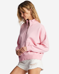 1 Lazy Mornings Half-Zip Pullover Sweatshirt Pink ABJFT00341 Billabong