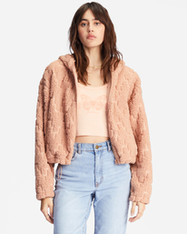 0 Marlowe Fleece Zip-Up Hooded Jacket Beige ABJFT00342 Billabong