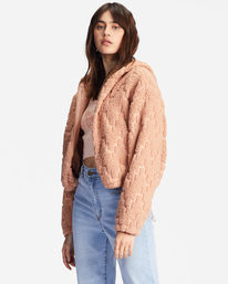 1 Marlowe Fleece Zip-Up Hooded Jacket Beige ABJFT00342 Billabong