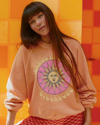 billabong, Here We Go Graphic Crewneck Sweatshirt, CANYON SUNSET (nhy0) Here We Go - Sweatshirt for Women ABJFT00344