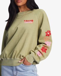 3 Here We Go Graphic Crewneck Sweatshirt Green ABJFT00344 Billabong