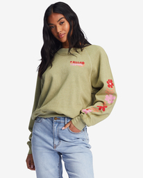 0 Here We Go Graphic Crewneck Sweatshirt Green ABJFT00344 Billabong