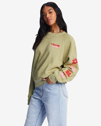 1 Here We Go Graphic Crewneck Sweatshirt Green ABJFT00344 Billabong